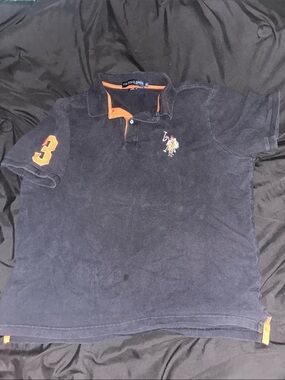 Polo Assn Navy Blue Polo with Orange Accents
